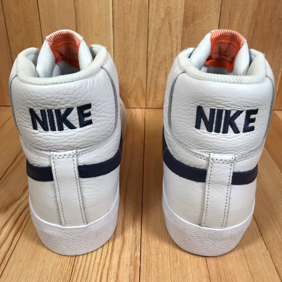 Nike SB Zoom Blazer Mid ISO White Navy Skate Shoes - Picture 3 of 5